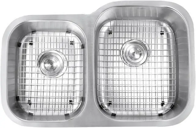 Alt view image 4 of 16 - Ruvati 16-Gauge Premium Stainless-Steel Double-Bowl 32-Inch Undermount Kitchen Sink