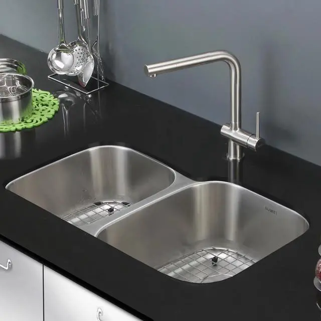Alt view image 6 of 16 - Ruvati 16-Gauge Premium Stainless-Steel Double-Bowl 32-Inch Undermount Kitchen Sink
