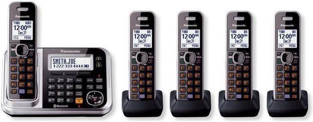 Main image of Panasonic KX-TG7875S 1.9 GHz DECT 6.0 Link to Cell Via Bluetooth Cordless Phone with Integrated Answering Machine and 5 Handsets