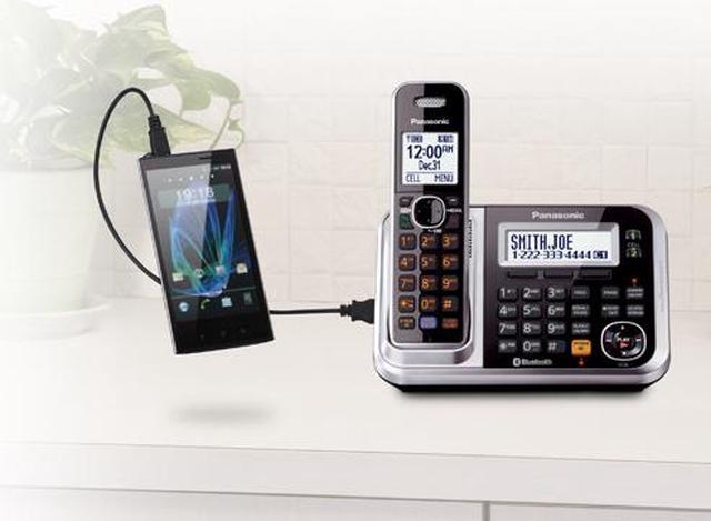 Alt view image 2 of 7 - Panasonic KX-TG7875S 1.9 GHz DECT 6.0 Link to Cell Via Bluetooth Cordless Phone with Integrated Answering Machine and 5 Handsets