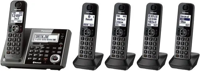 Main image of Panasonic KX-TG585SK DECT 6.0 Link2Cell Cordless Phone with Answering System - 5 Handsets - Black