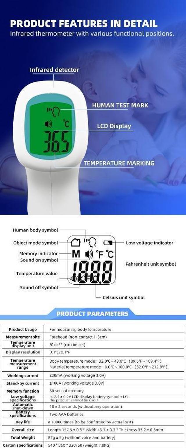 Alt view image 3 of 3 - Infrared Non-Contact Digital Thermometer