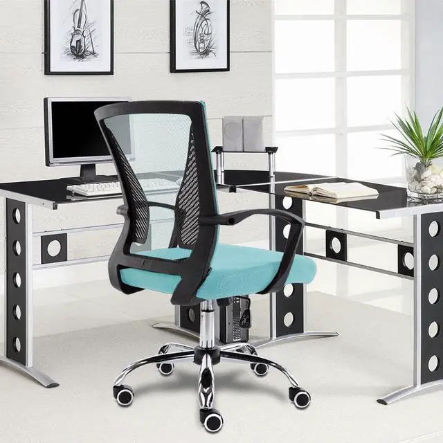 Alt view image 5 of 7 - Modern Home Zuna Mid-Back Office Chair - Black/Aqua