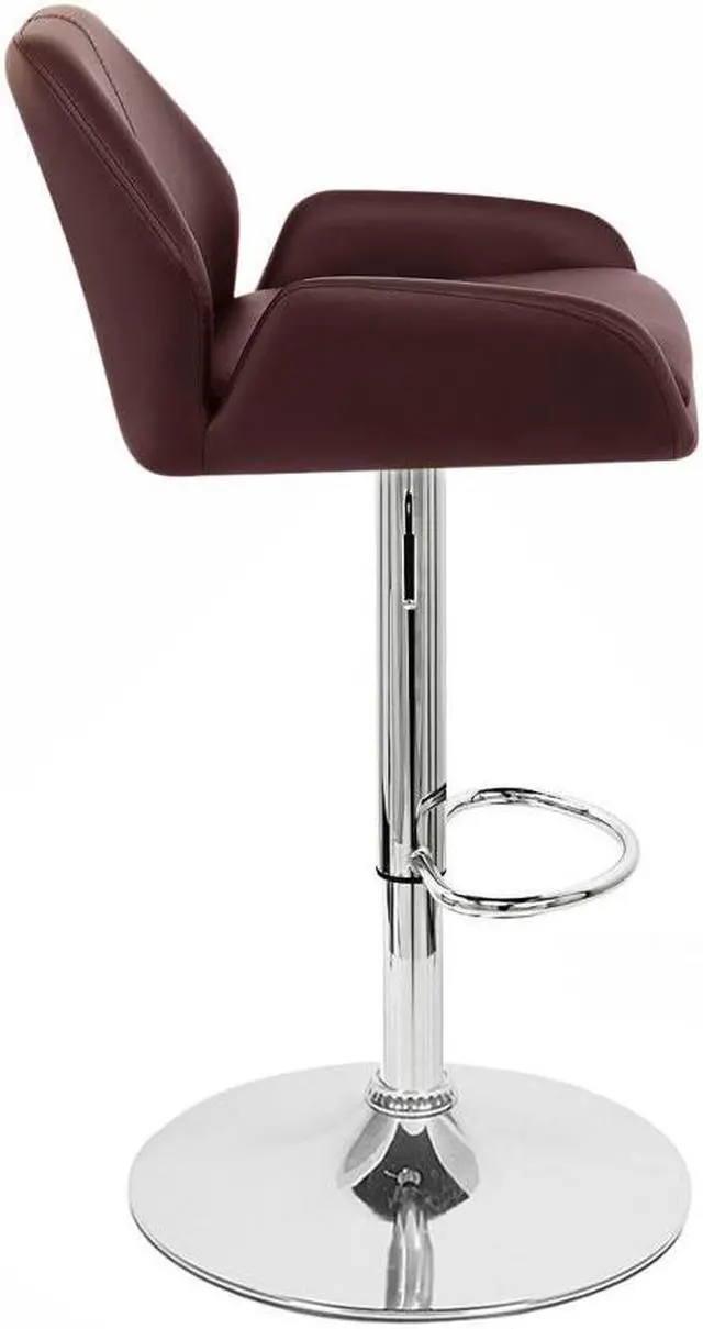 Alt view image 2 of 6 - Set of 2 Modern Home Tesla "Leather" Contemporary Adjustable Height Counter/Bar Stool (Espresso)