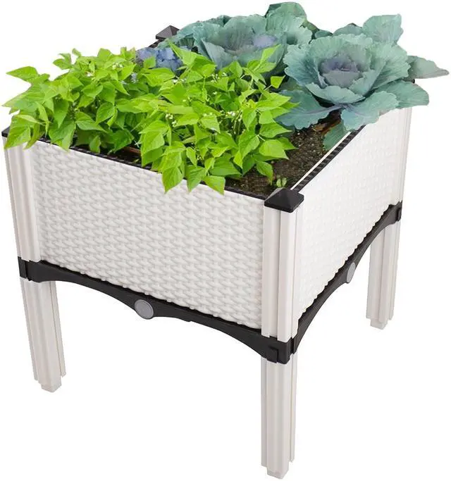 Main image of Modern Home Raised Planter Kit - Stackable Modular Flower/Garden Bed Kit (White)