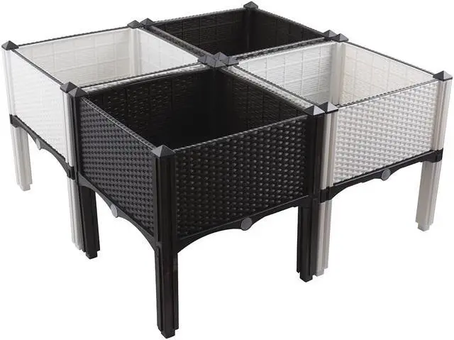 Alt view image 7 of 7 - Modern Home Raised Planter Kit - Stackable Modular Flower/Garden Bed Kit (White, Set of 4)