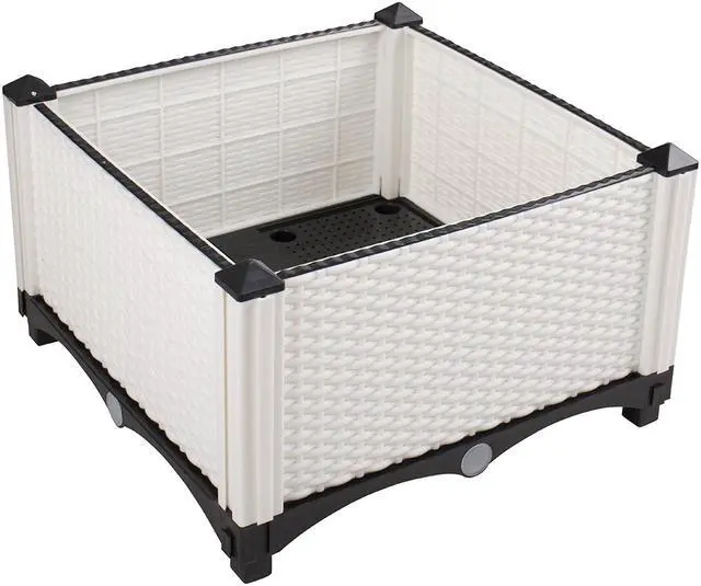 Alt view image 3 of 7 - Modern Home Raised Planter Kit - Stackable Modular Flower/Garden Bed Kit (White)