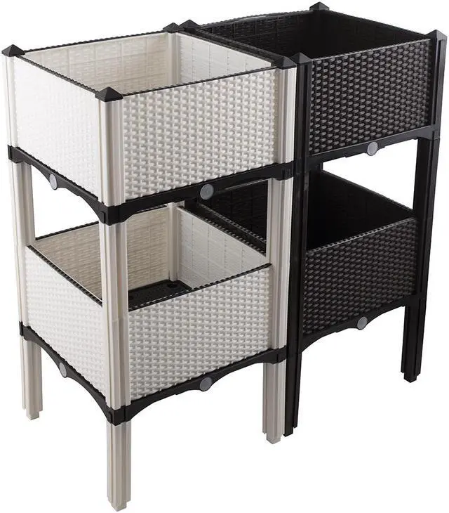 Alt view image 7 of 7 - Modern Home Raised Planter Kit - Stackable Modular Flower/Garden Bed Kit (White)