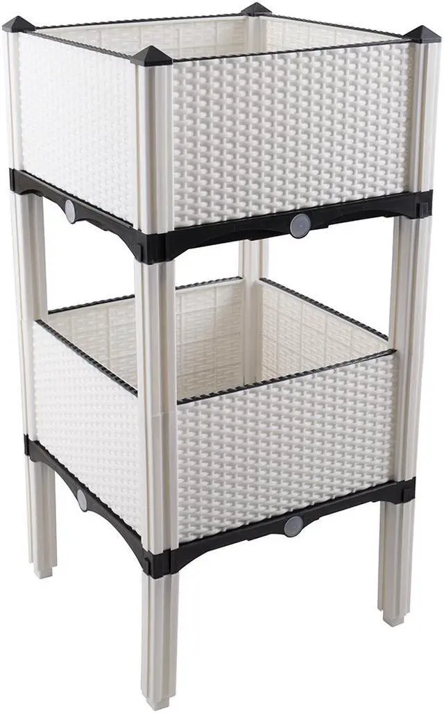 Alt view image 6 of 7 - Modern Home Raised Planter Kit - Stackable Modular Flower/Garden Bed Kit (White)