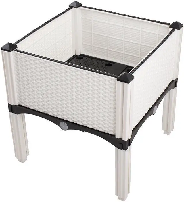 Alt view image 2 of 7 - Modern Home Raised Planter Kit - Stackable Modular Flower/Garden Bed Kit (White)