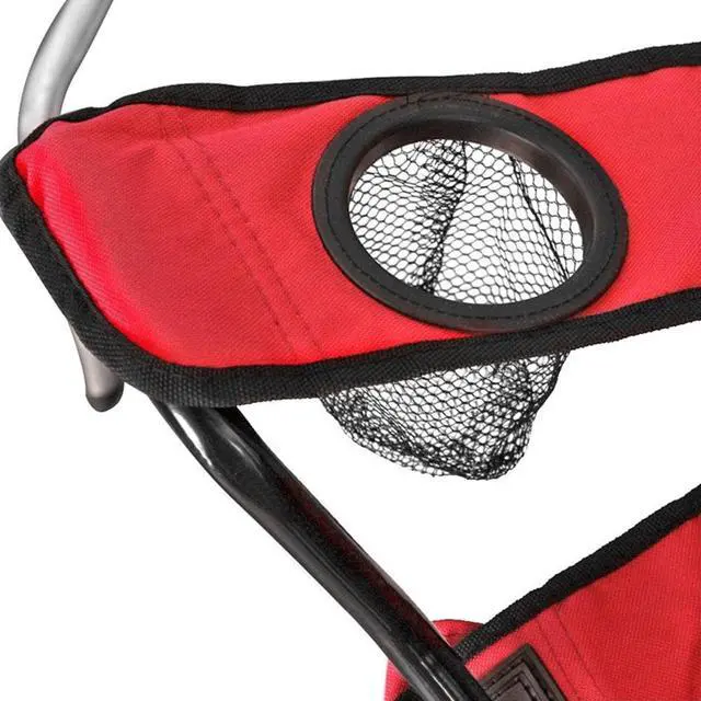 Alt view image 4 of 7 - GoTeam Portable 2-Seat Folding Camp Chair with Cooler, Umbrella & Cup Holders  Outdoor Picnic, Beach, or Tailgate Seating  Carry Case Included (Red)