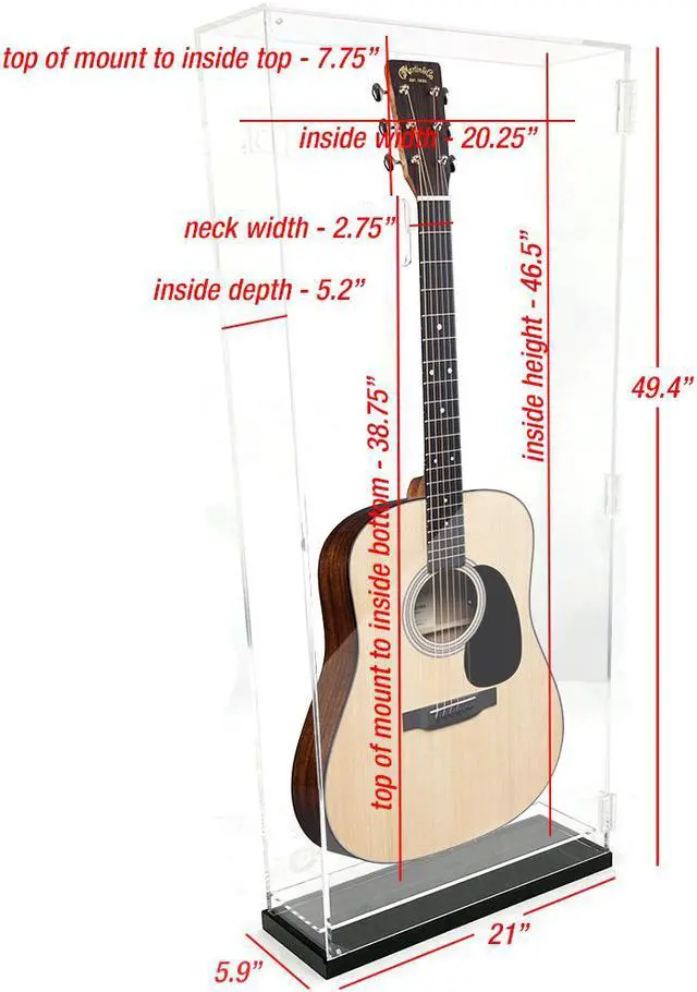 Alt view image 7 of 7 - OnDisplay Deluxe Acrylic Wall Mounted/Tabletop UV-Protected Electric Guitar Display Case w/Lights