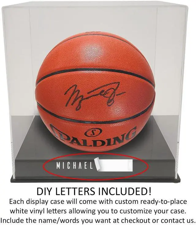Alt view image 2 of 6 - OnDisplay Deluxe Personalized UV-Protected Basketball/Soccer Ball Display Case - Black Base