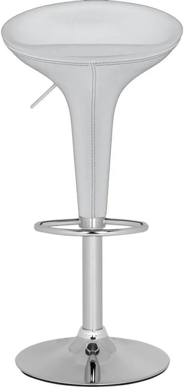 Alt view image 2 of 7 - Set of 2 Alpha "Leather" Contemporary Bombo Style Adjustable Barstool - Vanilla White Baseball Stitch