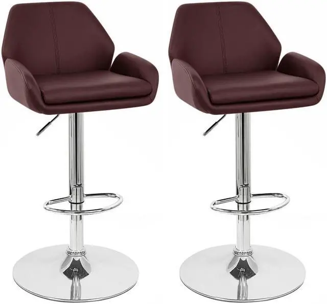 Main image of Set of 2 Modern Home Tesla "Leather" Contemporary Adjustable Height Counter/Bar Stool (Espresso)