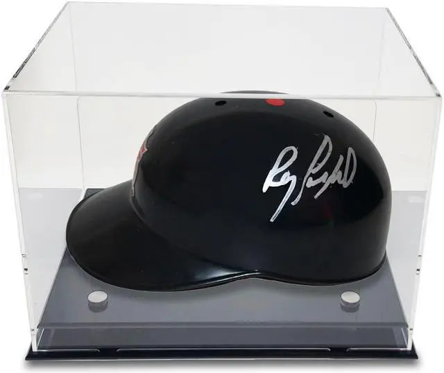 Alt view image 7 of 7 - OnDisplay Deluxe UV-Protected Baseball Hat/Helmet Display Case - Black Base - Luxe Handmade Acrylic Case for Autographed Ball Caps, Helmets and More