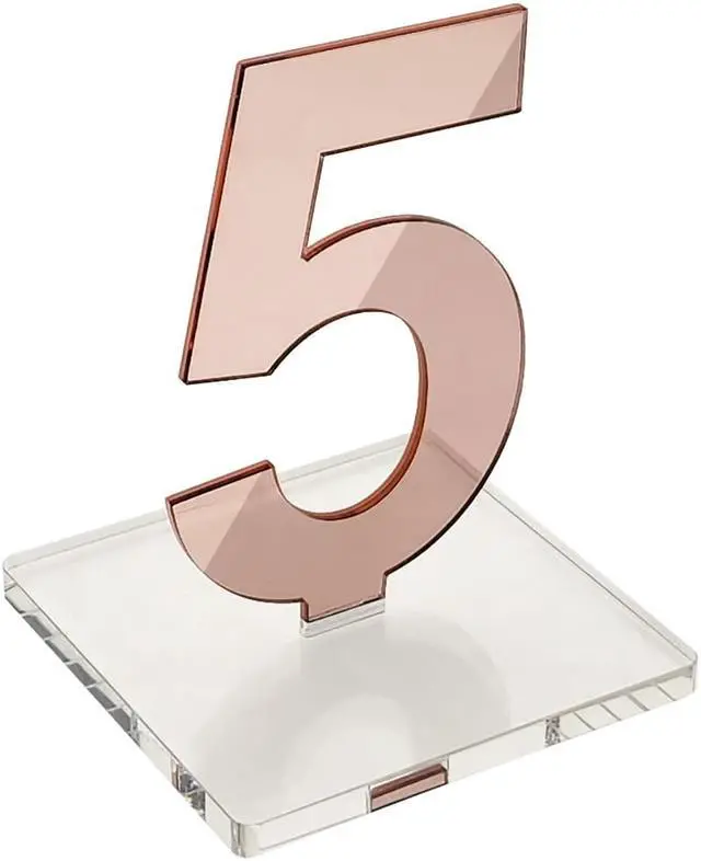 Main image of OnDisplay Luxe Laser Cut Mirrored Acrylic Wedding/Party/Event Table Numbers (Rose Gold, 1-10)