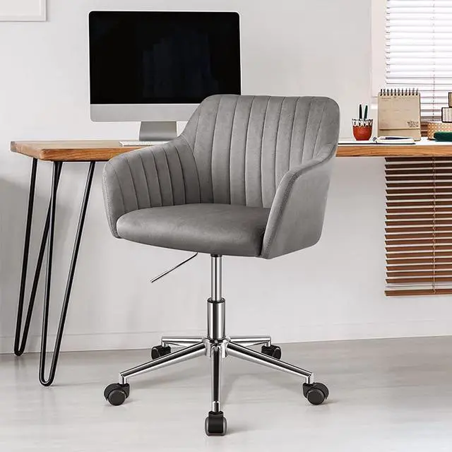 Alt view image 6 of 7 - Modern Home Marceaux Velvet Modern Mid-Back Office Task Chair (Gray)