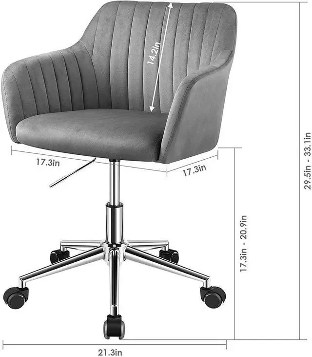 Alt view image 5 of 7 - Modern Home Marceaux Velvet Modern Mid-Back Office Task Chair (Gray)