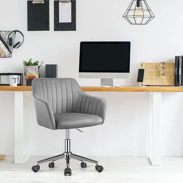 Alt view image 2 of 7 - Modern Home Marceaux Velvet Modern Mid-Back Office Task Chair (Gray)