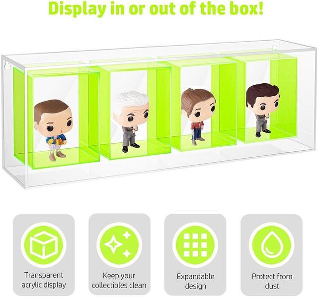 Alt view image 3 of 7 - OnDisplay Wall/Table Mount Deluxe Acrylic Display for Funko Pop/Dolls/Figurines (4 Section - Neon Green)