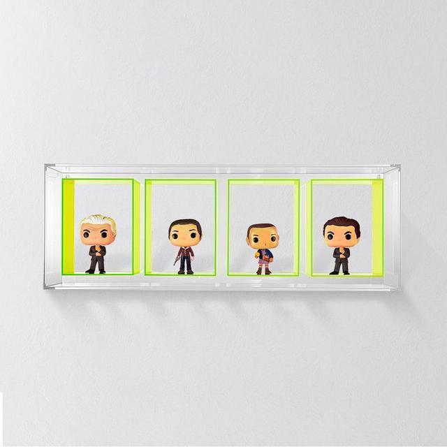 Alt view image 4 of 7 - OnDisplay Wall/Table Mount Deluxe Acrylic Display for Funko Pop/Dolls/Figurines (4 Section - Neon Green)