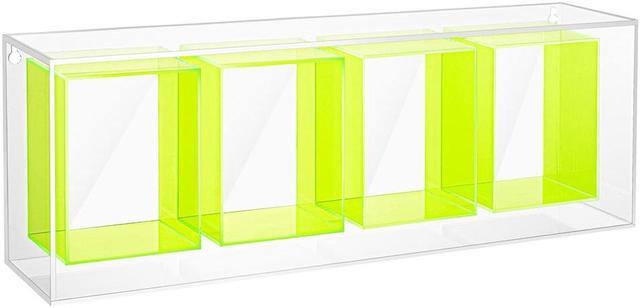 Alt view image 7 of 7 - OnDisplay Wall/Table Mount Deluxe Acrylic Display for Funko Pop/Dolls/Figurines (4 Section - Neon Green)