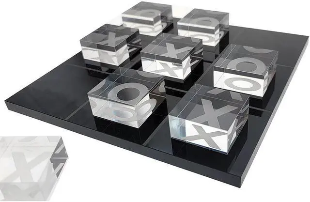 Alt view image 3 of 6 - OnDisplay 3D Luxe Acrylic Tic Tac Toe Set (Black/Clear)