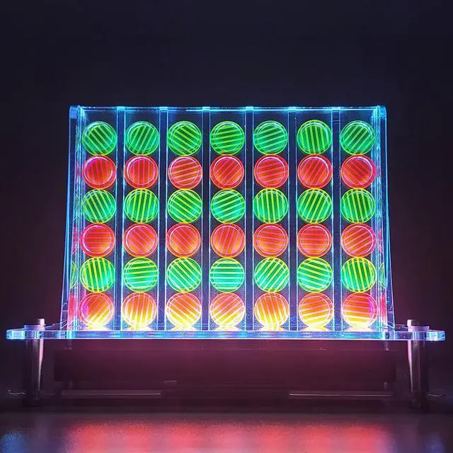 Alt view image 2 of 7 - OnDisplay Luxe Glowing Acrylic Four In a Row Game w/Lights & Remote Control (Pink/Yellow)