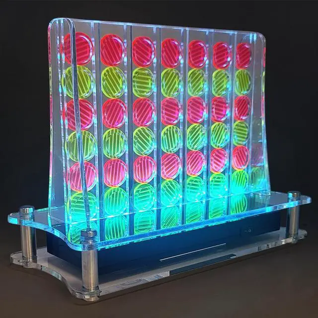 Alt view image 3 of 7 - OnDisplay Luxe Glowing Acrylic Four In a Row Game w/Lights & Remote Control (Pink/Yellow)