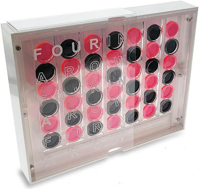 Alt view image 4 of 7 - OnDisplay Luxe Acrylic Four In A Row Game w/Acrylic Storage Box (Pink/Black)