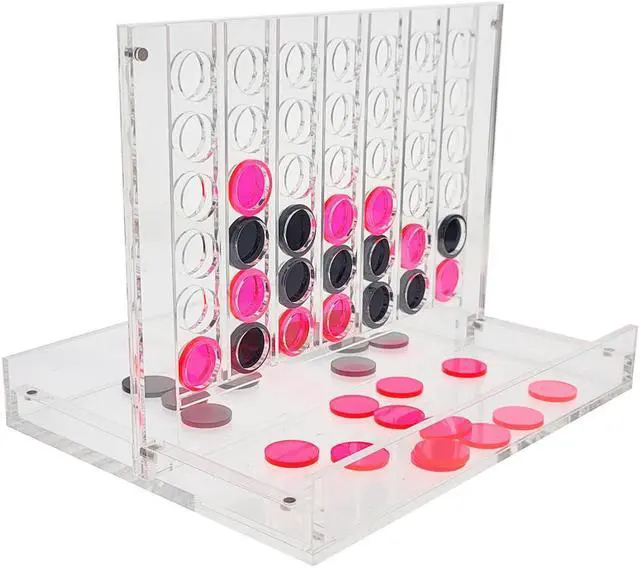 Alt view image 7 of 7 - OnDisplay Luxe Acrylic Four In A Row Game w/Acrylic Storage Box (Pink/Black)