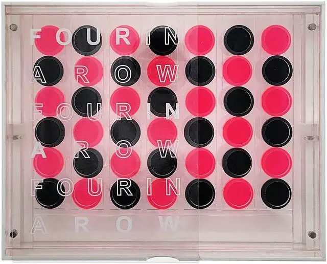 Alt view image 3 of 7 - OnDisplay Luxe Acrylic Four In A Row Game w/Acrylic Storage Box (Pink/Black)