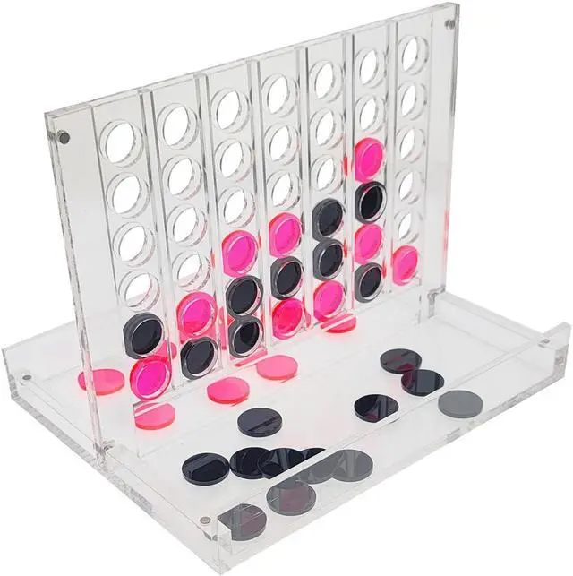 Alt view image 2 of 7 - OnDisplay Luxe Acrylic Four In A Row Game w/Acrylic Storage Box (Pink/Black)