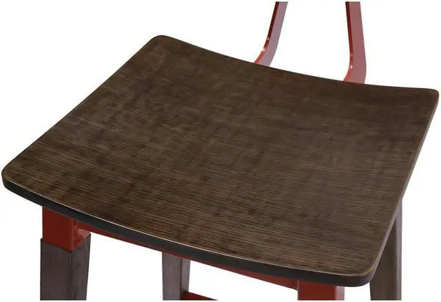 Alt view image 5 of 5 - Abbott Retro Contemporary Wood/Steel Barstool - Ash/Brick Red