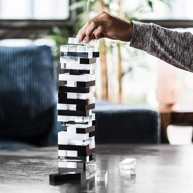 Alt view image 6 of 7 - OnDisplay 3D Luxe Acrylic Stacking Tower Puzzle Game (Clear/Opaque/Blk/White)