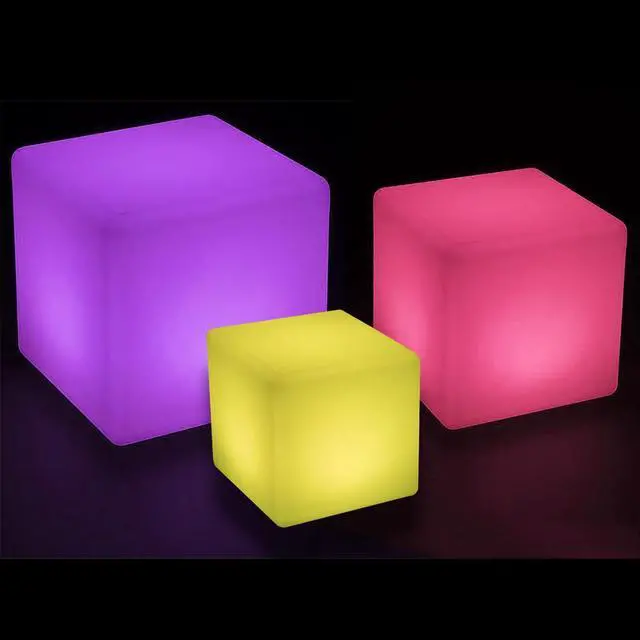 Alt view image 3 of 7 - Modern Home LED Glowing Cube Box Stool w/Infrared Remote Control (12")