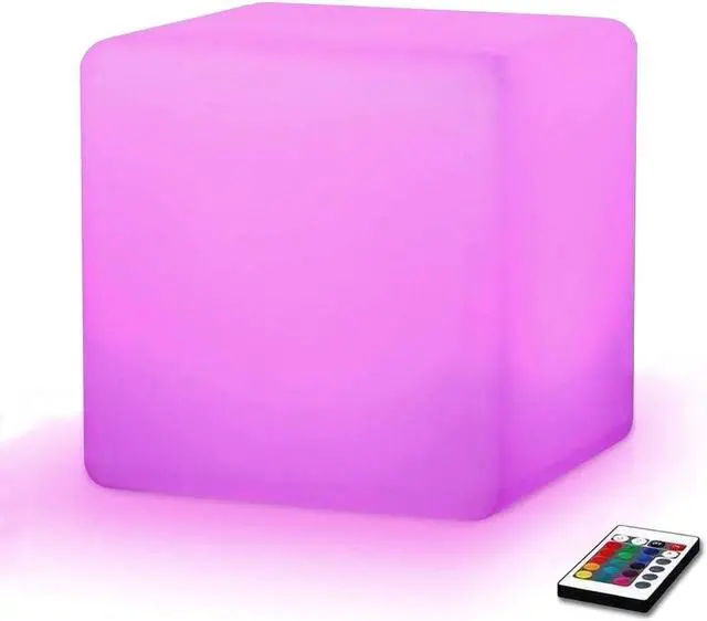 Main image of Modern Home LED Glowing Cube Box Stool w/Infrared Remote Control (12")