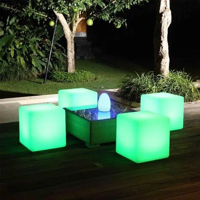 Alt view image 7 of 7 - Modern Home LED Glowing Cube Box Stool w/Infrared Remote Control (14")