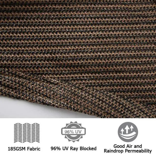 Alt view image 4 of 4 - Modern Home Sail Shade Square  - 16.5' x 16.5' UV Sun Blocking Canopy (Brown)