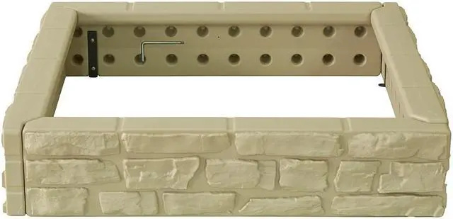 Alt view image 5 of 6 - Modern Home 4'x4' Stone Raised Garden Bed Kit - Modular Flower/Planter Kit (Beige)