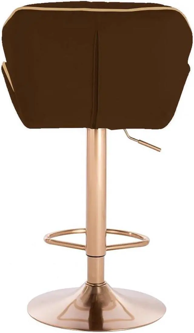 Alt view image 4 of 5 - Modern Home Luxe Spyder Contemporary Adjustable Barstool/Bar Chair with 360° Rotation (Gold Base, Brown/Gold Piping)