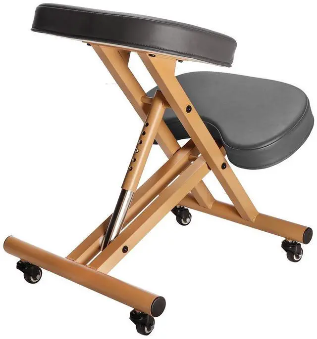 Alt view image 2 of 5 - Modern Home Ergonomic Rolling Kneeling Posture Chair - Camel/Black