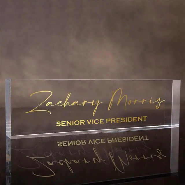 Alt view image 5 of 7 - OnDisplay Custom Ultra Acrylic Desk Block - Decorative Desktop Name Sign