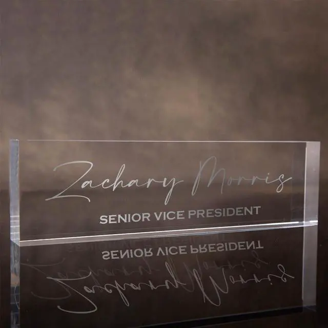 Alt view image 3 of 7 - OnDisplay Custom Ultra Acrylic Desk Block - Decorative Desktop Name Sign