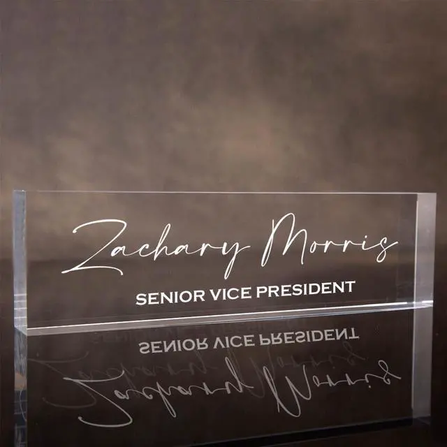 Alt view image 7 of 7 - OnDisplay Custom Ultra Acrylic Desk Block - Decorative Desktop Name Sign