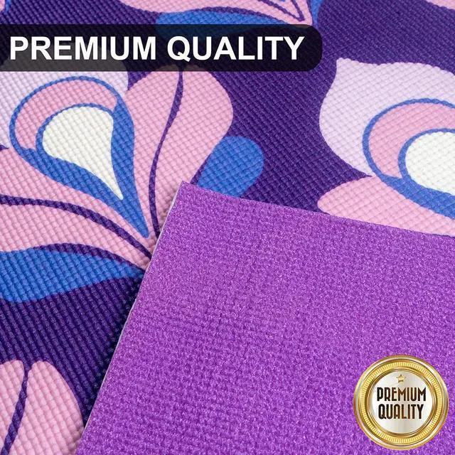 Alt view image 3 of 7 - AUM 4mm Soft Foam Tech Lilla Series Yoga Exercise Mat - 68" x 24" (Ohm Flower A2)