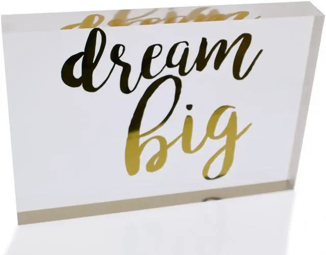 Alt view image 2 of 3 - OnDisplay Acrylic Block Decorative Desktop Sign - Dream Big - Metallic Gold