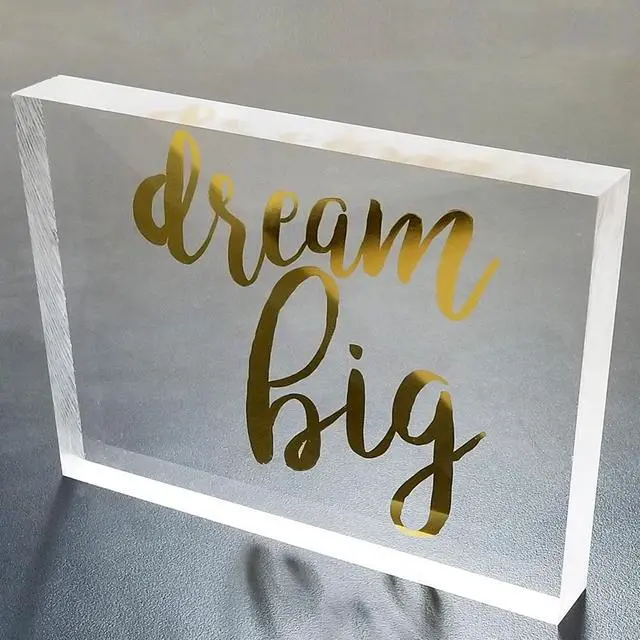 Alt view image 3 of 3 - NEW! OnDisplay Acrylic Block Decorative Desktop Sign - The Best Is Yet To Come - Metallic Silver