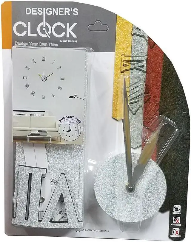 Alt view image 6 of 6 - Modern Home Self Adhesive DIY 3D Wall Clock - Silver Sparkle Roman Numeral